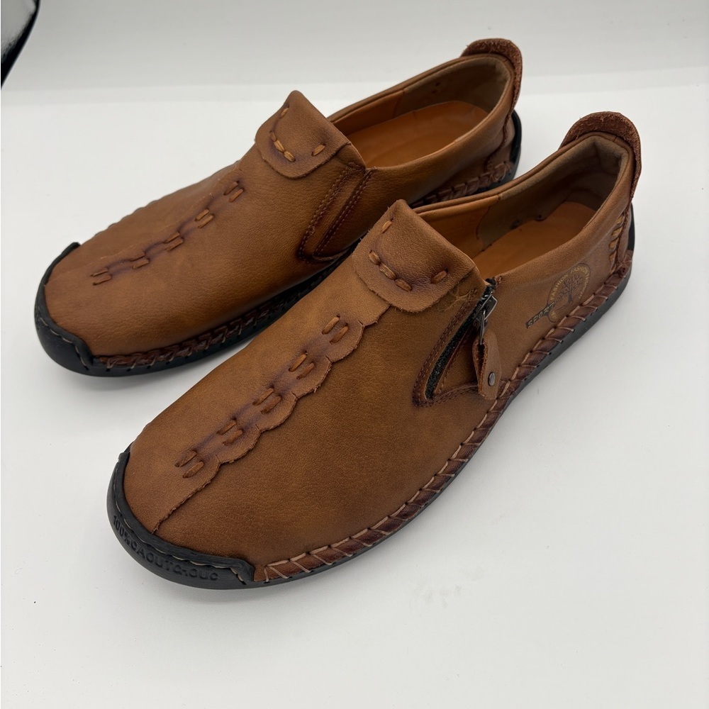 Men's Brown Leather Slip-On Loafers